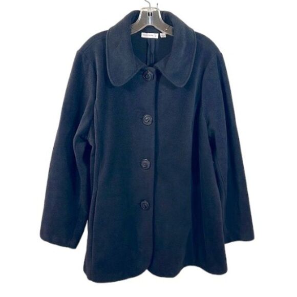 Susan Graver Fleece Coat 1X Jacket Black - Picture 1 of 10
